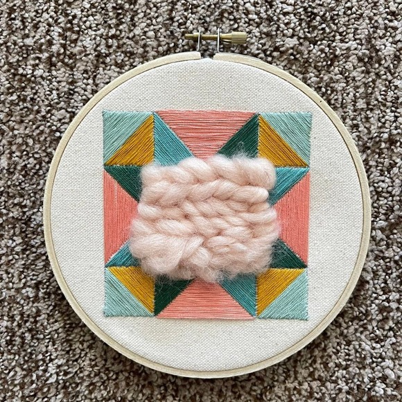 Needlepoint Starbucks Hoop Wall art set - Picture 2 of 3